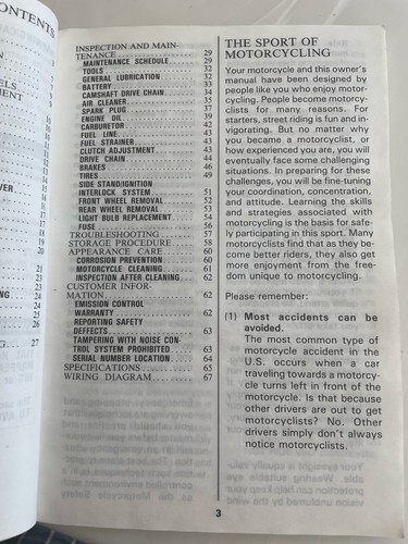 FACTORY OEM SUZUKI GN125E S OWNERS MANUAL 68 PAGES, June 1991 ....FREE SHIPPING - Picture 4 of 4