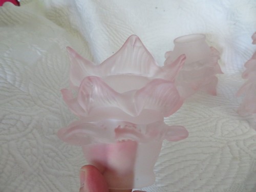 1 TULIPE EN PATE DE VERRE EN FORME DE ROSE, APPLIQUE LUSTRE LAMPE 10 cm H - Picture 5 of 7