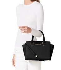Michael Kors Hope Satchel Shoulder Bag Tote Purse, Large   - Black