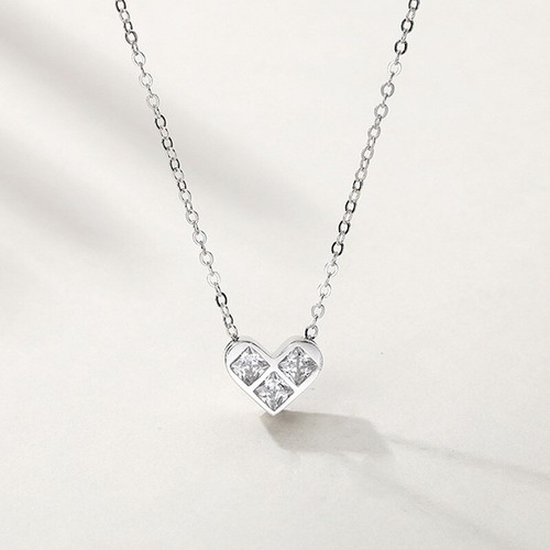 Damen Halskette Herz Sterling Silber 925 Zirkonia Collier - Bild 1 von 6