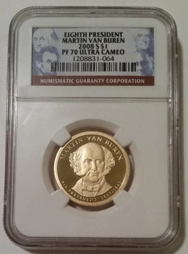 2008 S Martin Van Buren Presidential Dollar Proof PF70 UC NGC