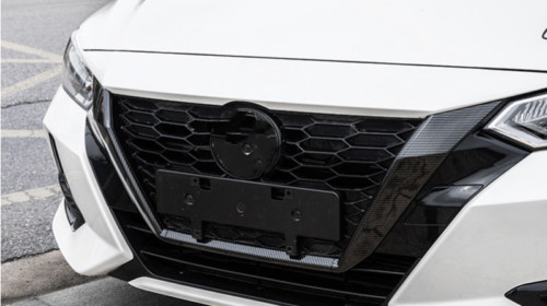 For Nissan Sentra 2020-2022 ABS Carbon Fiber Style Front Grille Frame Cover Trim - Picture 5 of 9
