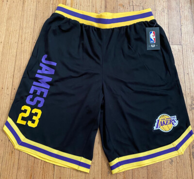 Lebron James 23 NBA LA Lakers Logo Basketball Shorts Men s Medium black eBay
