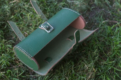 Echtleder Werkzeugtasche Fahrrad Satteltasche Handarbeit Tasche Grün Bro-Green - Bild 8 von 11