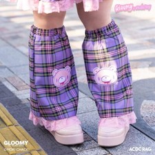 Chax GP Gloomy Bear Leg Warmer Purple Tartan Plus Size Japan Harajuku Girl