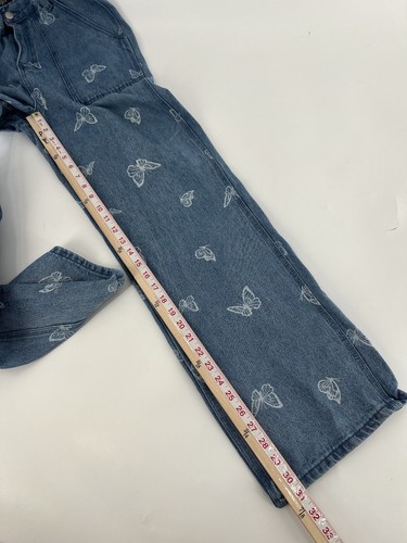 Simple Society Womens Jeans 7 / 28 Blue Butterfly Print Straight Leg High Rise - Picture 14 of 15