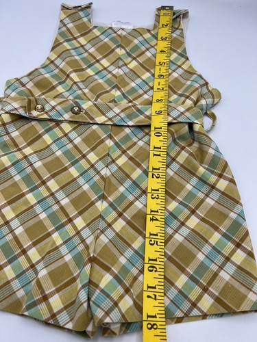 Vtg Girls Jumper Romper 18 month Nannekin Toddler Green Tartan Skorts Pinafore - Picture 4 of 11