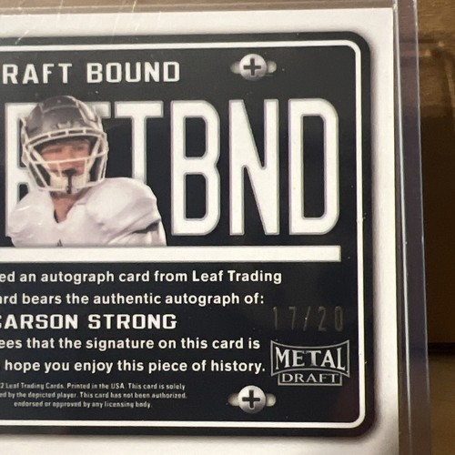 Carson Strong - 2022 Leaf Metal Draft - Silver Refractor 22DRFTBND Auto #d 17/20 - Picture 6 of 6
