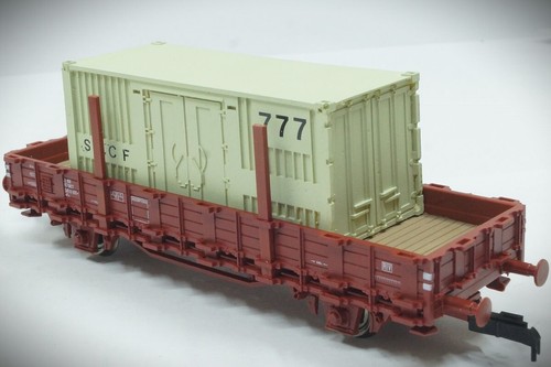1:87 HO Roco Rungenwagen Ks N° 21 87 345 0 600-7 der SNCF beladen mit Container - Picture 4 of 8