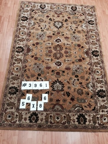 5'6" x 8'6" New Indian Floral Oriental Rug - Hand Made - Tufted - 100% Wool