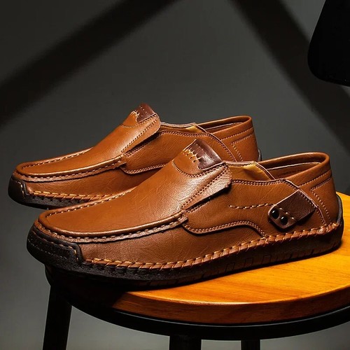 Men's Genuine Leather Handmade Casual Loafers Breathable Slip on Driving Shoes - 第 4/26 張圖片