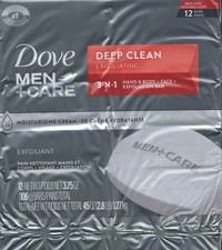 12 Bars Dove Men Care 3-N-1 Hand  Body and Face Bar, Deep Clean 12Bars