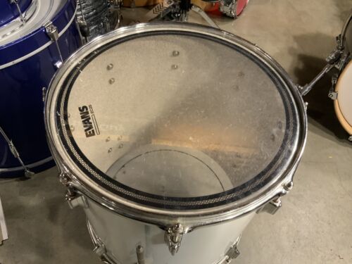 16" TAMA Imperialstar Floor Tom Drum 80's METALLIC WHITE some cracks ROUGH #HG9 - Picture 13 of 22