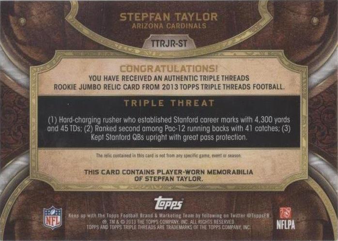2013 Topps Triple Threads Stepfan Taylor #TTRJR-ST