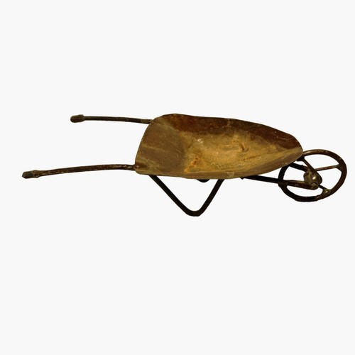 Miniature Metal Wheelbarrow Fairy Garden Rusty Patina Rustic Vintage Metal - Picture 3 of 7
