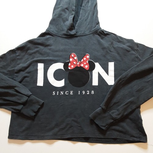 Minnie Mouse Sudadera con Capucha Recortada Para Mujer M Negra Sudadera con Capucha Pullover Suéter - Imagen 1 de 8