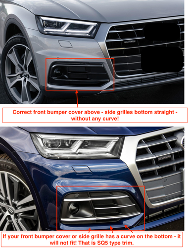 for 2018- 2020 Q5 base front bumper side grille bezel insert trim 2pc set LH RH - Imagen 2 de 8