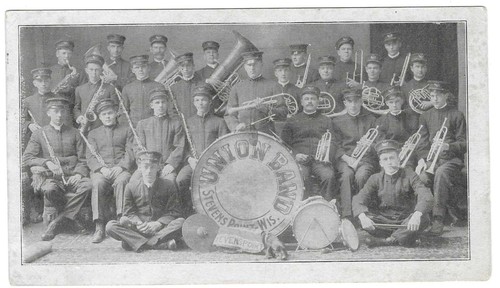 Stevens Point, WI Wisconsin 1914 Postcard, Union Band with Instruments - Picture 1 of 3