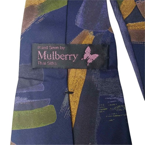 Mulberry Thai Silks Geometric Abstract Pattern Hand Sewn Tie Made in USA - Picture 5 of 7