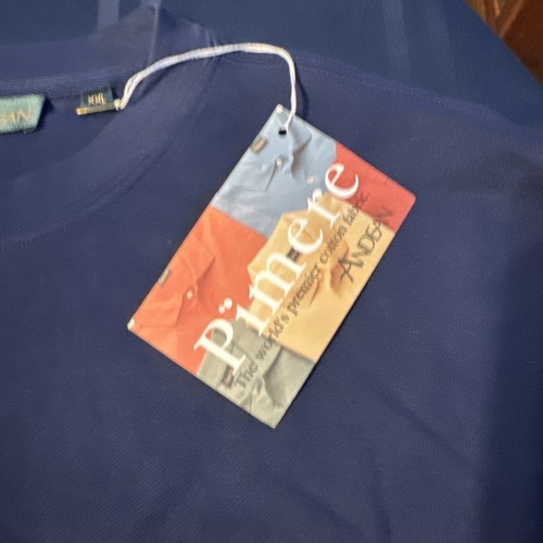 T-Shirt Anden Herren XXL blau kurzärmlig 100 % Pima Baumwolle neu mit Etikett $ 60 - Bild 3 von 4