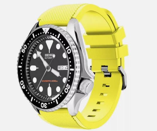 22mm Watch Band For Seiko Diver's Watch Soft Rugged Silicone Quick Release Strap - Picture 12 of 29