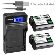 Kastar EL15 Battery Slim LCD Charger for Nikon 1 V1 D610 D750 D800 D800E D7000 