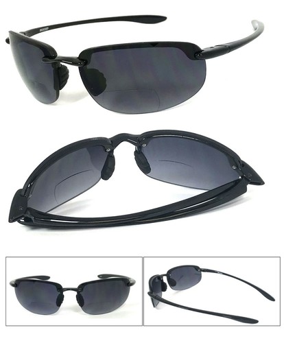 Wrap Rimless Bifocal Sunglasses Sport Sun Reader Reading Glasses Men Women UV400 - Picture 4 of 11