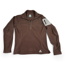 Eddie Bauer Sweater Womens MEDIUM Brown Fleece First Ascent 1/4 Quarter Zip