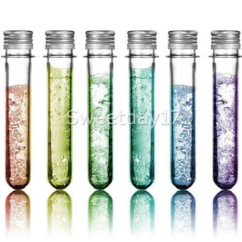 100* 40ML Plastic Lab Test Tubes Metal Cap Screw Lid Round Bottom Wedding Party - Picture 3 of 11