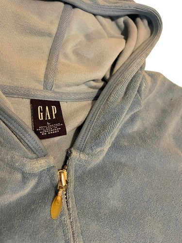 Gap French Terry Hooded Sweatshirt Light Blue Size L Full Zip Women’s - Picture 3 of 5