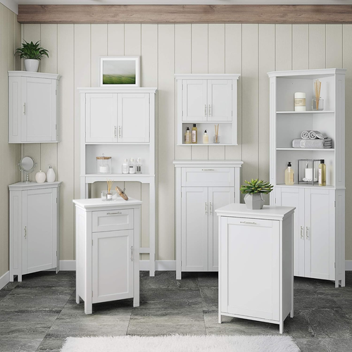 06-037 Somerset Single Door Floor Storage Cabinet, White - Picture 10 of 12