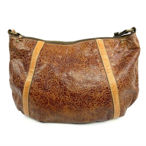 Patricia Nash Brown Embossed Leather Crossbody Shoulder Bag Bronze Turn Locks - Picture 4 of 12