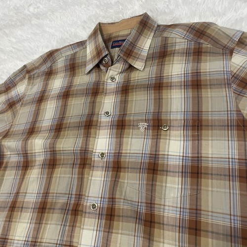 Casa Moda Sports Vintage Button Shirt Men XL 43 44 Brown Plaid Retro Preppy 48" - Picture 3 of 19