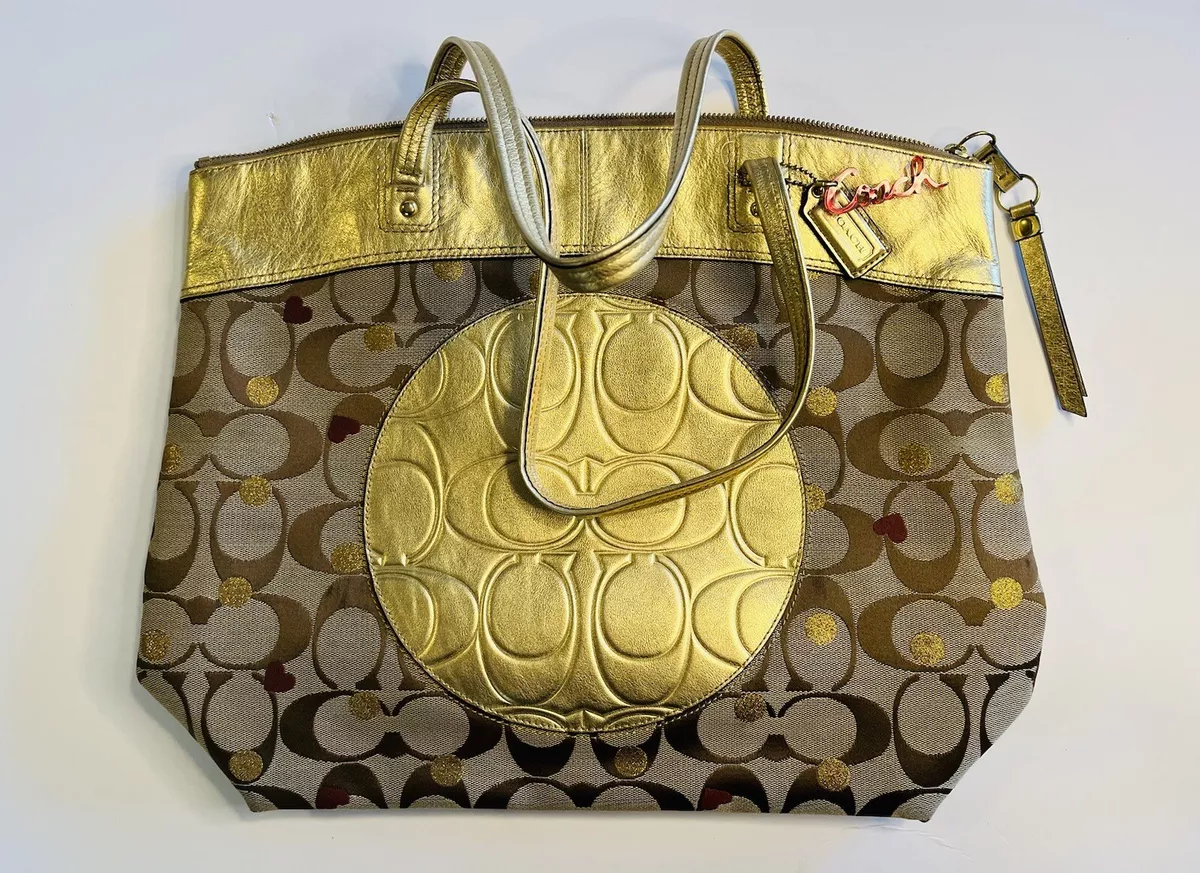 Coach Women's Classic Laura Signature Gold Large Tote Bag