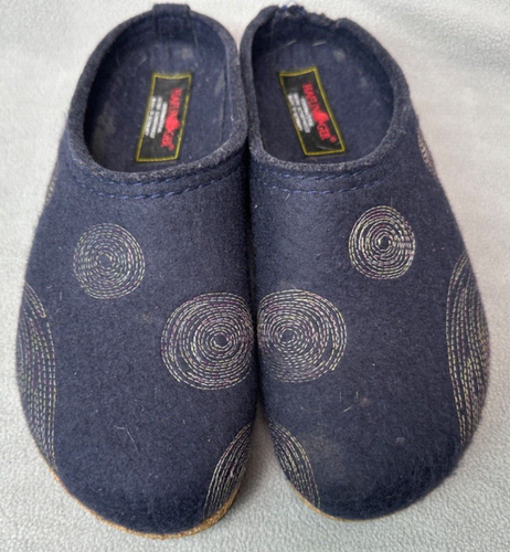 Haflinger GZ SPIRIT Boiled Wool Clog Charcoal Navy 39 EU 8 US Embroidered FLAW - Bild 7 von 22