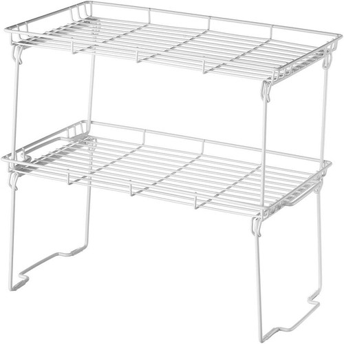 Kitchen Cabinet Organiser Stackable Insert Shelf Under Storage Metal Rack Stand - Picture 6 of 20