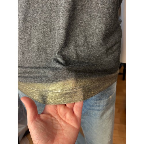 Zadig & Voltaire Wassa Foil Grey Gold V-Neck Soft Knit Tee T-Shirt Size S - Picture 2 of 6