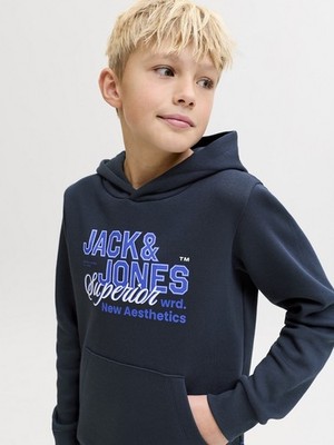 JACK & JONES Kids Junior Kapuzenpullover Hoodie dunkelblau JJElogo Gr. 128 - 176