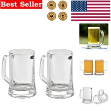 Stylish 12 oz Beer Mugs in Clear Glass - Set of 2 Ideal for Entertaining