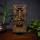 Hand-Carved Antique Wooden Ganesha Wall Panel Traditional Indian Decor Spiritual