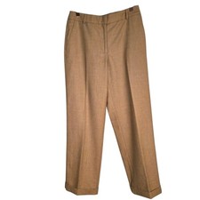 Vtg Liz Claiborne Women  s 100 Wool Dress Pants Camel Brown Straight Leg Sz  12
