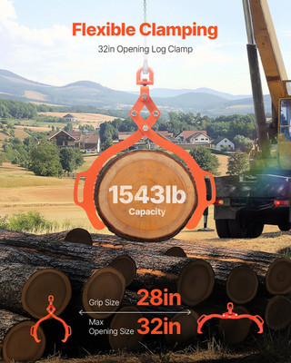 32in Log Lifting Tongs, 2-Claw Log Tongs, Forklifts