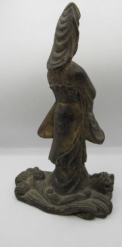 Vintage estate Chinese gilt wood statue of Guanyin/Kwan Yin 13" - Picture 2 of 22