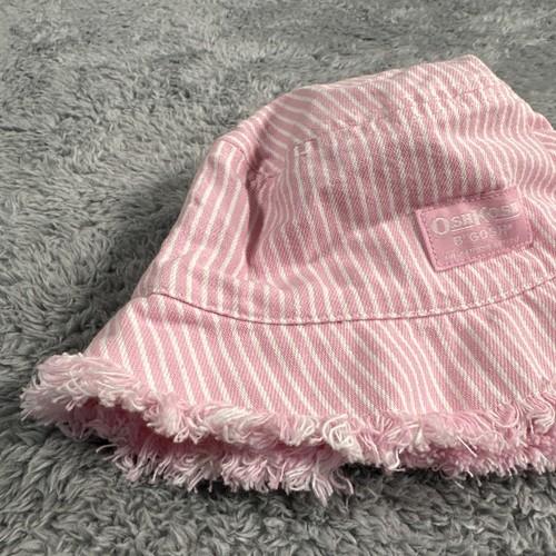 Bebé Niña Vintage Oshkosh 12-24 Meses Rosa Rayas Jean Sombrero Y2K Gorra Cubo - Imagen 2 de 9