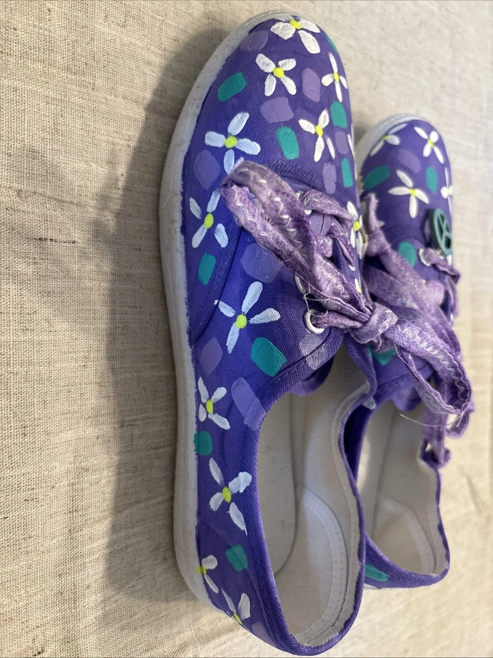 Zapatillas Mujer Pintadas a Mano Florales Nuevas Sin Caja Talla 40 Foto 2 de 4