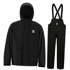 Fishing Rain Suit for Men Waterproof Sailing Rain Jacket Bib Pants Small Black