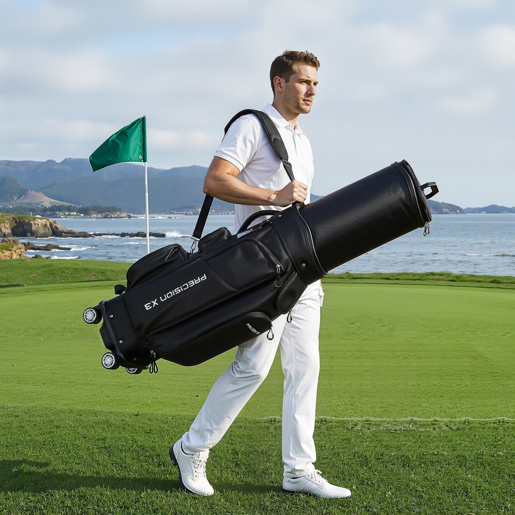 New PGM Golf Travel Bag with Wheels Telescoping Protective Cover