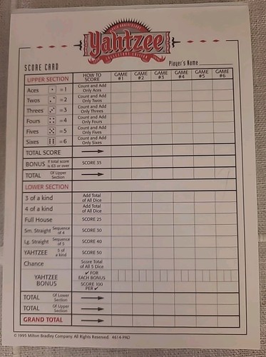 Yahtzee 40TH Anniversary Collectors Edition 1995 Milton Bradley - 100% Complete - Picture 14 of 16