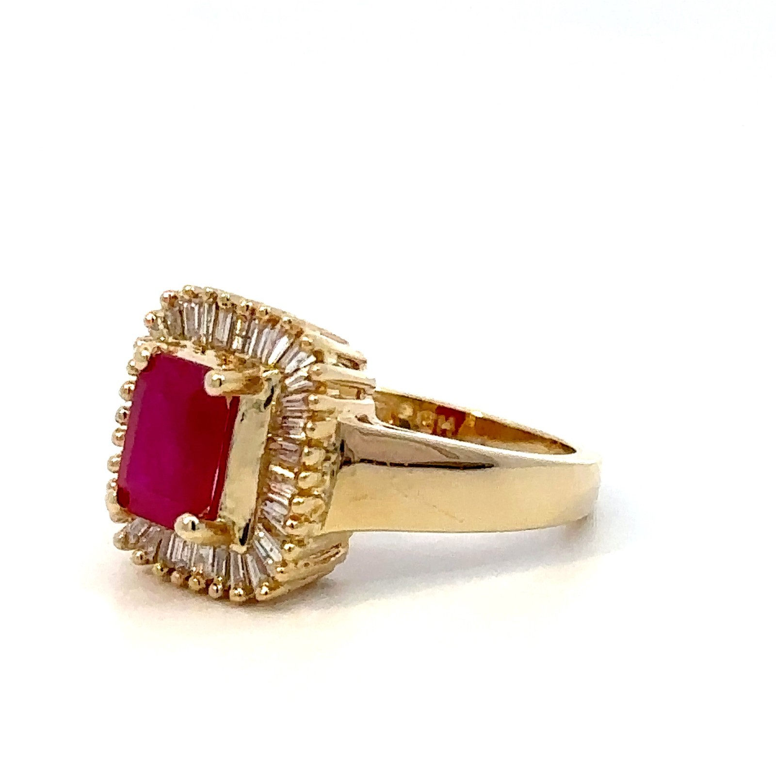 BH 14K Yellow Gold Rectangular Ruby and Baguette … - image 2