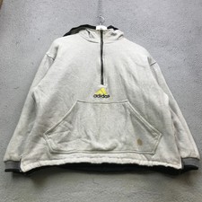 Vintage 90s Adidas Reversible 1/2 Zip Jacket Hoodie Mens Small Black Yellow Gray